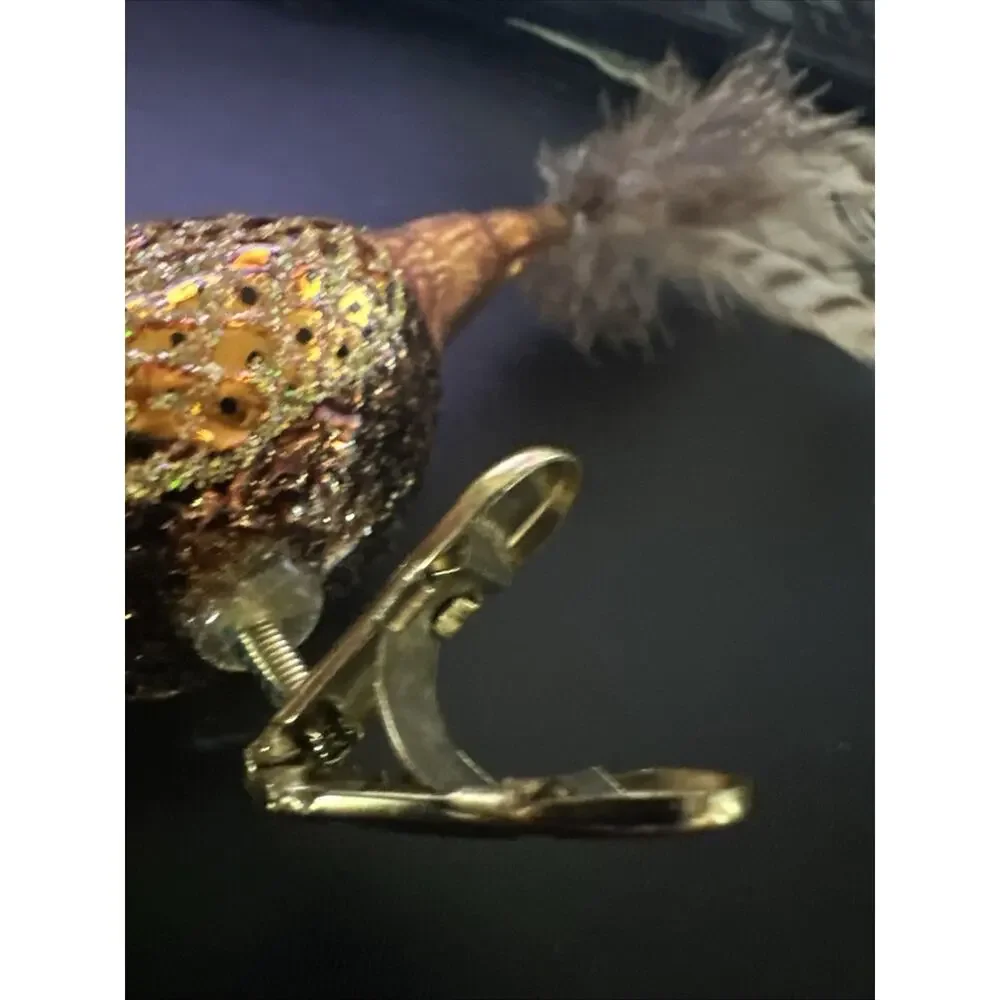 Old World Christmas Pheasant Cardinal Lot Ornament With Clip Vintage W Box